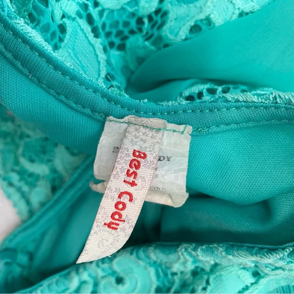 Vintage Y2K Womans Crochet‎ Top Small Green Floral Sheer Lace Flowy Fairy Boho - Picture 7 of 10